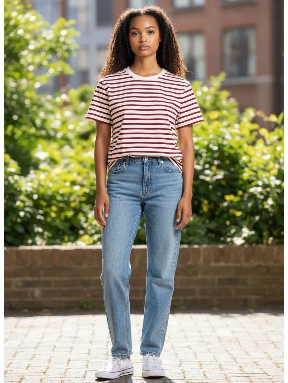 Art Class Girls Red White Striped T Shirt Size Large 10/12 NWT Target